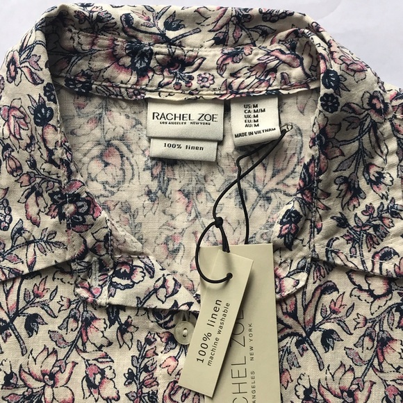 Rachel Zoe Floral Linen Peplum Blouse - Picture 7 of 8